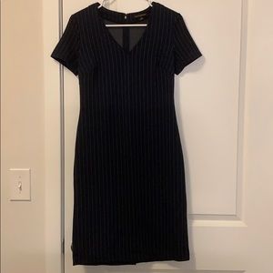 Navy Pinstriped Sheath Dress Sz 2